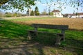 A lonesome bench in the country Royalty Free Stock Photo