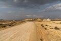 Lonesome hunting cabin in wild and secluded desert grasslands