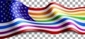 Long American LGBT flag on transparent background.