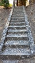 A long ancient stairs from briks and stones. Greece