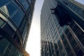 Long-angle shot of the modern skyscrapers at the Canary Wharf London against the sky Royalty Free Stock Photo