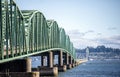 Long arched sectional bridge across the mouth of the Columbia River in Astoria Royalty Free Stock Photo