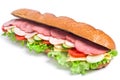 Long baguette sandwich Royalty Free Stock Photo