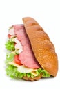 Long baguette sandwich Royalty Free Stock Photo