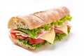 Long Baguette Sandwich on a White Background Royalty Free Stock Photo