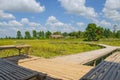 Bamboo bridge and floor with slitter in the field