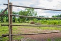 Long bamboo fence background with nature tree and sky