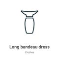 Long bandeau dress outline vector icon. Thin line black long bandeau dress icon, flat vector simple element illustration from