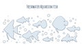 Aquarium fish border line art style. Design element,vector flat illustration