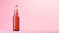 Long banner. Mockup, drink bottle, cider. soda without label on pink background