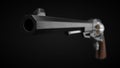 Long barrel revolver design with modern looking hard cut edges. 3d illustration. Royalty Free Stock Photo