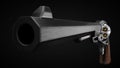 Long barrel revolver design with modern looking hard cut edges. 3d illustration. Royalty Free Stock Photo