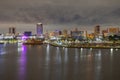 Long Beach city and harbor skyline, California Royalty Free Stock Photo