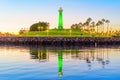 Long Beach Harbour Lighthouse in California at Sunset Royalty Free Stock Photo
