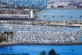 Long Beach marina with anchored yachts, LA, USA Royalty Free Stock Photo