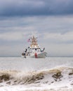 A U.S Coast Guard Sentinel-class cutter off the coast of Long Island New York. USCGC Nathan Bruckenthal WPC-1128 Royalty Free Stock Photo