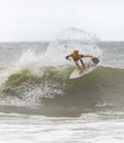 Long Beach, New York - September 13, 2018 - Hurricane Florence providing large waves for surfers at the 2018 Unsound Pro Royalty Free Stock Photo