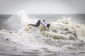 Long Beach, New York - September 13, 2018 - Hurricane Florence providing large waves for surfers at the 2018 Unsound Pro Royalty Free Stock Photo