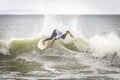 Long Beach, New York - September 13, 2018 - Hurricane Florence providing large waves for surfers at the 2018 Unsound Pro Royalty Free Stock Photo