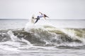 Long Beach, New York - September 13, 2018 - Hurricane Florence providing large waves for surfers at the 2018 Unsound Pro Royalty Free Stock Photo