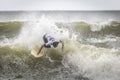 Long Beach, New York - September 13, 2018 - Hurricane Florence providing large waves for surfers at the 2018 Unsound Pro Royalty Free Stock Photo