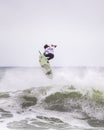 Long Beach, New York - September 13, 2018 - Hurricane Florence providing large waves for surfers at the 2018 Unsound Pro Royalty Free Stock Photo