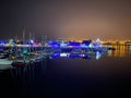 Long Beach shoreline Marina California nightlights Royalty Free Stock Photo