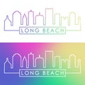 Long Beach skyline. Colorful linear style.