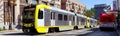 Long Beach Transit bus and LA Metro Rail Blue Line Train