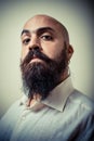 Long beard and mustache man with white shirt Royalty Free Stock Photo