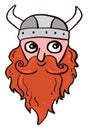 Long bearded viking, illustration, vector