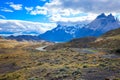 Long Beautiful Road to the Mountains in the Torres Del Paine National Park, Chile Royalty Free Stock Photo