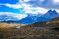 Long Beautiful Road to the Mountains in the Torres Del Paine National Park, Chile Royalty Free Stock Photo