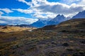 Long Beautiful Road to the Mountains in the Torres Del Paine National Park, Chile Royalty Free Stock Photo