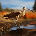 Long-billed Curlew, a graceful Numenius americanus, forages in wetlands.