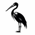 Cute Heron Silhouette: Vector Drawing With Bold Character Designs