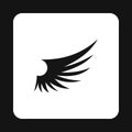 Long birds wing with feathers icon, simple style