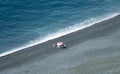 Long black beach in Nonza, Cap Corse, Corsica, France. Landscape in Nonza Beach,.