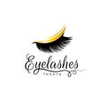 Long black lashes vector illustration in modern style. Eyelash extension icon for beauty salon, lash extensions maker