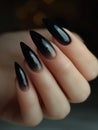 long black manicure closeup