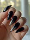 long black manicure closeup