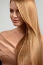 Long Blonde Hair. Beautiful Woman With Healthy Straight Hair Royalty Free Stock Photo