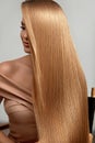 Long Blonde Hair. Beautiful Woman With Healthy Straight Hair Royalty Free Stock Photo