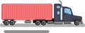 Long blue and pink lory truck vector illustration