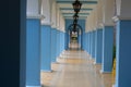 Long blue and white hallway Royalty Free Stock Photo