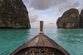 Long boat and blue water at Maya bay in Koh Phi Phi Leh Island, Krabi Thailand. Royalty Free Stock Photo