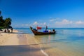 Long Boat on small island in Thailand Royalty Free Stock Photo