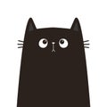 Long body cat sad face head silhouette icon. Kawaii pet animal. Cute cartoon baby character. Funny kitten. Sticker print template