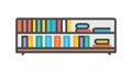 Long Bookshelf with Books, Extensive Library Vector Icon, vector design Generative AI Royalty Free Stock Photo