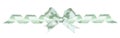 Long border of frosty green bow and curled ribbon isolated on white